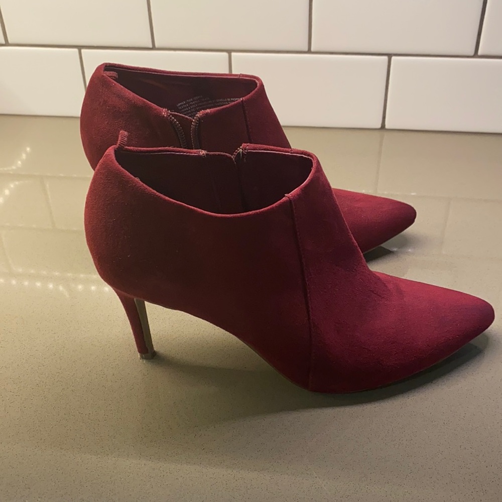 Burgundy Color Heeled Booties